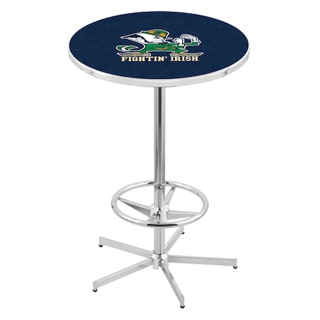 Holland Bar Stool Co 42" Chrome Notre Dame Leprechaun Pub Table, 36" dia. Top L216C4236ND-Lep